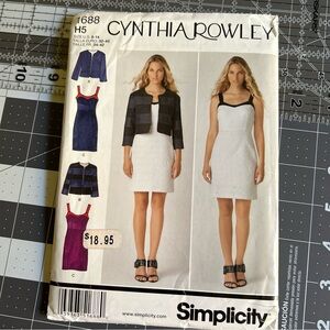Simplicity #1688 Cynthia Rowley Dress & Jacket Sewing Pattern Size 6-14 Uncut